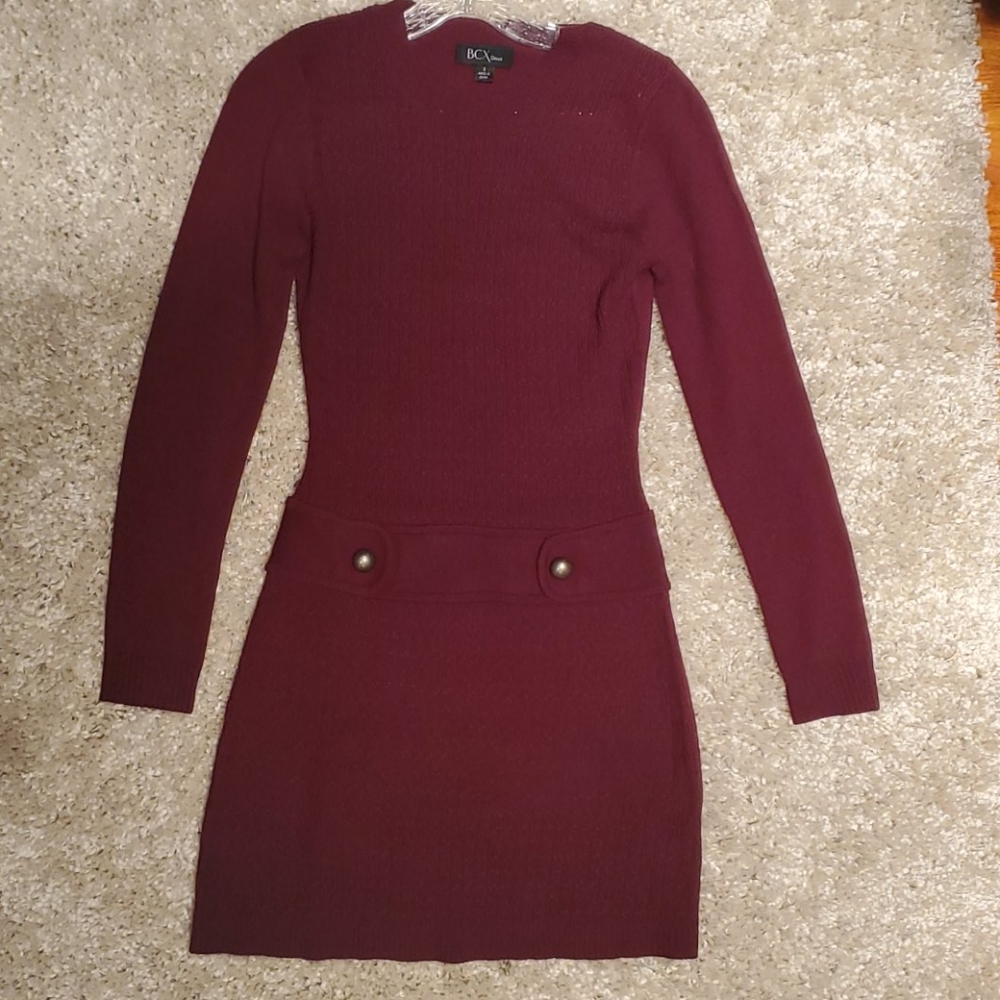 BCX Maroon Knit Sweater Dress